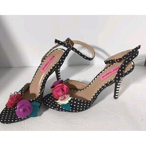 Betsey Johnson Colorful Ines Polka Dot Floral Striped Heels Stilettos Size 8.5